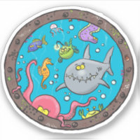 Funny sea creatures underwater cartoon