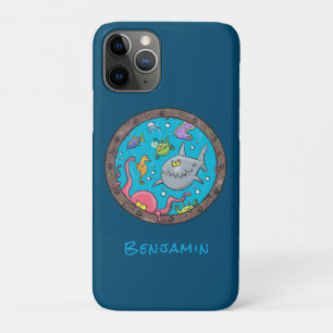 Funny sea creatures underwater cartoon 2 iPhone 11 pro case