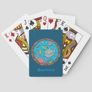 Funny sea creatures underwater cartoon 2 playing cards