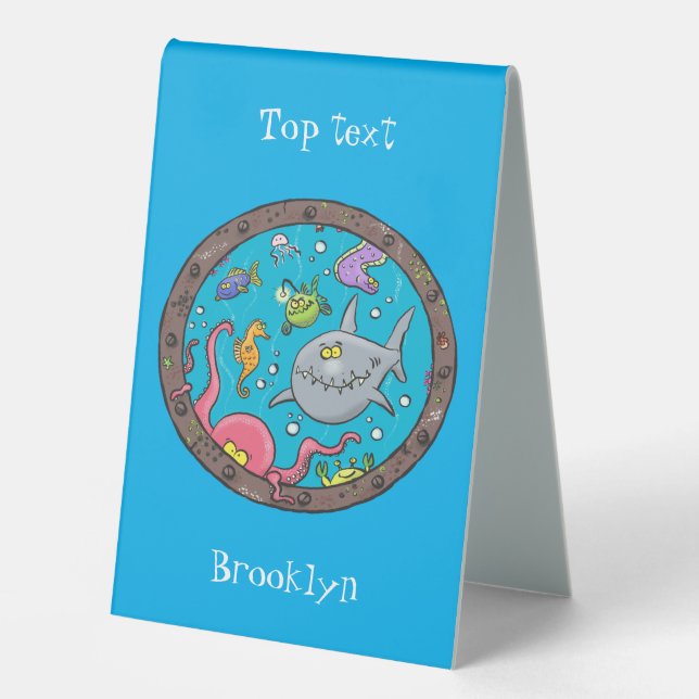 Funny sea creatures underwater cartoon drawing (Front)