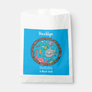 Funny sea creatures underwater cartoon drawing favour bag