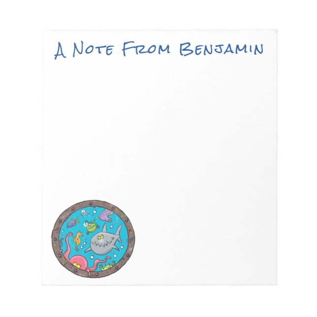 Funny sea creatures underwater cartoon drawing notepad (Front)