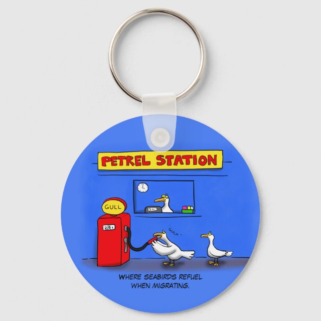 Funny sea gulls petrel cartoon humor key ring (Front)
