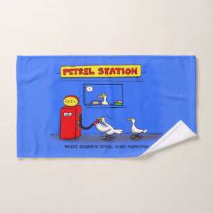 Funny sea gulls petrel cartoon humour bath towel set