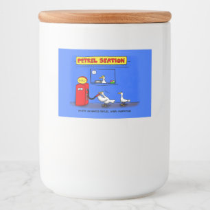 Funny sea gulls petrel cartoon humour food label