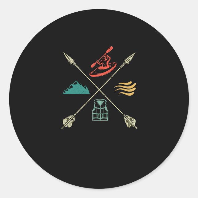 Funny sea kayak canoe paddle kayaking outdoor classic round sticker (Front)