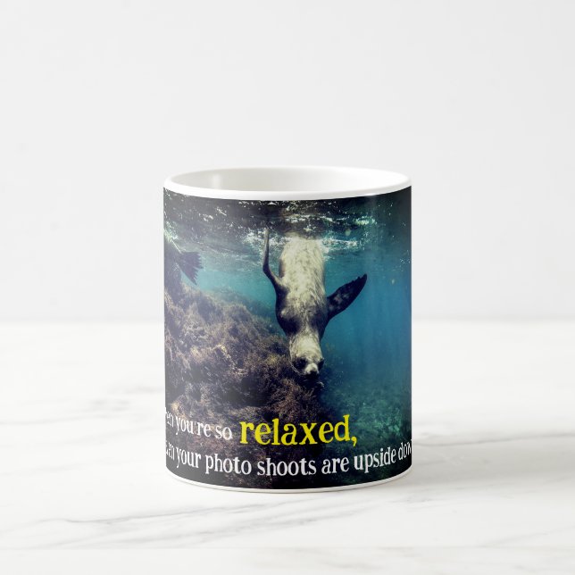 Funny sea lion underwater  coffee mug (Center)