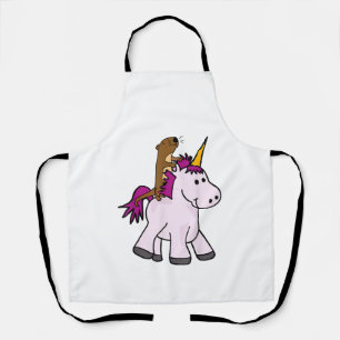 Funny Sea Otter Riding Unicorn T-shirt T-Shirt Apron