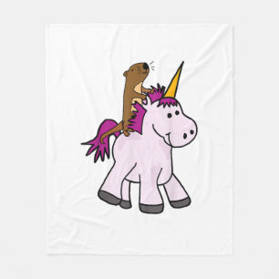 Funny Sea Otter Riding Unicorn T-shirt T-Shirt Fleece Blanket