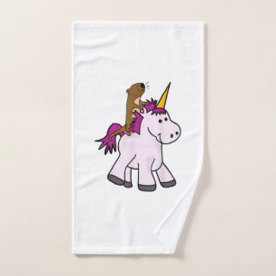 Funny Sea Otter Riding Unicorn T-shirt T-Shirt Hand Towel