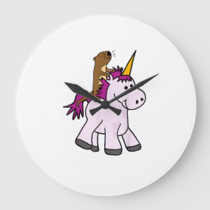 Funny Sea Otter Riding Unicorn T-shirt T-Shirt Large Clock