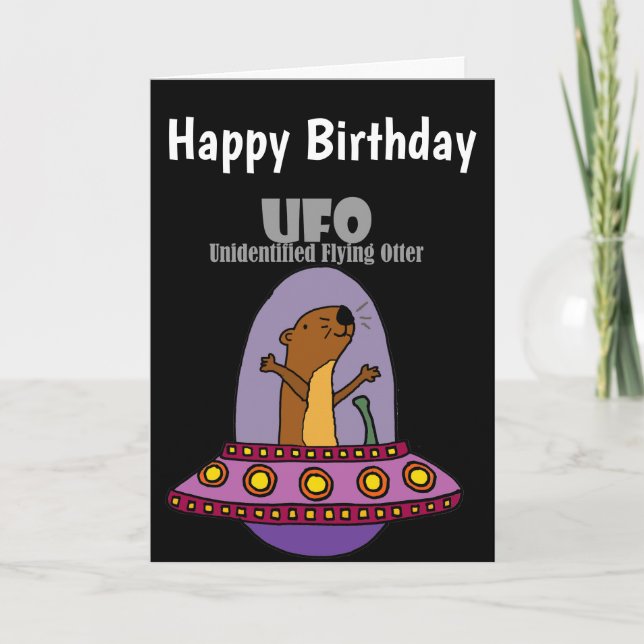 Funny Sea Otter UFO unidentified flying otter Card (Front)