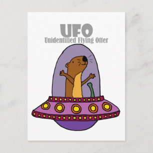 Funny Sea Otter UFO unidentified flying otter Postcard