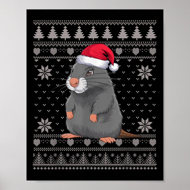 Funny Sea Otter Ugly Christmas Sweater Santa Xmas  Poster (Front)