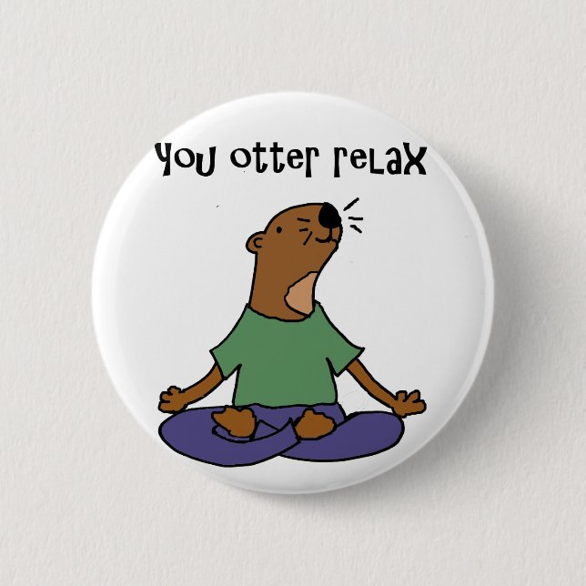 Funny Sea Otter Yoga Artwork 6 Cm Round Badge (Front)