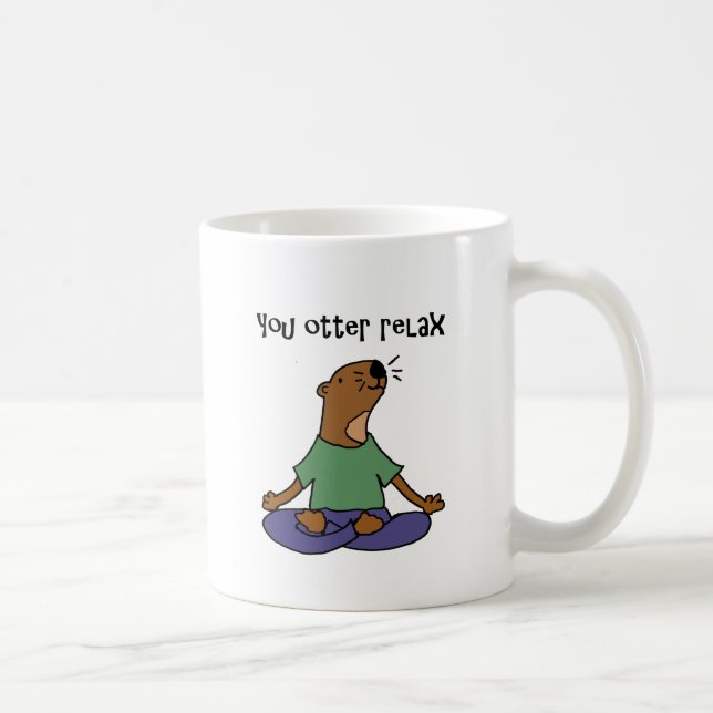 Funny Sea Otter Yoga Artwork Coffee Mug (Right)