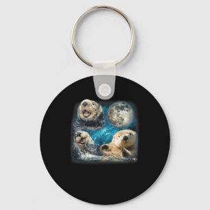 Funny Sea Otters With The Moon Meme Animal For Fam Key Ring
