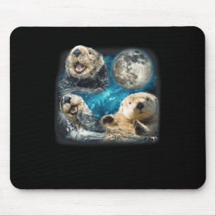 Funny Sea Otters With The Moon Meme Animal For Fam Mouse Pad