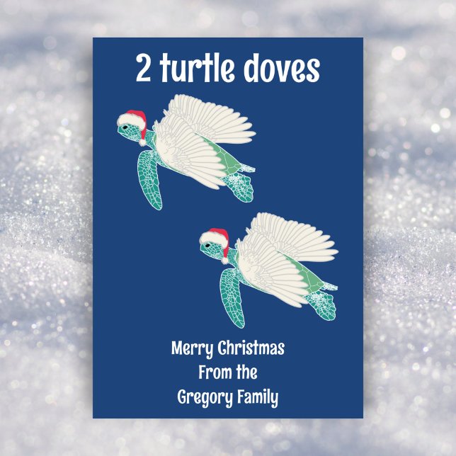 Funny Sea Turtle 12 days of Christmas Holiday Card (Creator Uploaded)