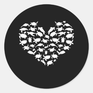 Funny Sea Turtle Gift Men Women Cool Turtles Heart Classic Round Sticker