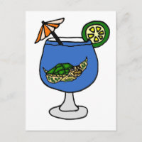 Funny Sea Turtle in Margarita Drink