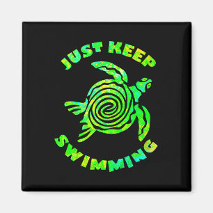 Funny Sea Turtle Just Keep Swimming Ocean Beach Va Magnet