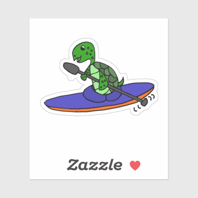 Funny Sea Turtle Kayaking Cartoon (Sheet)