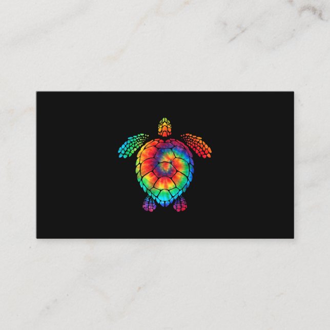 Funny Sea Turtle Ocean Tie Dye Rainbow Hippie Cost Business Card (Front)