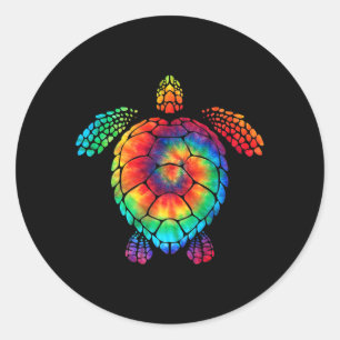 Funny Sea Turtle Ocean Tie Dye Rainbow Hippie Cost Classic Round Sticker