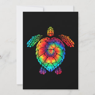 Funny Sea Turtle Ocean Tie Dye Rainbow Hippie Cost Save The Date