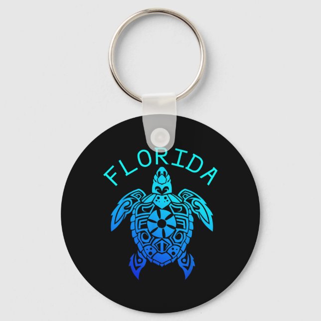 Funny Sea Turtle Vibes Florida Beach Summer Key Ring (Front)
