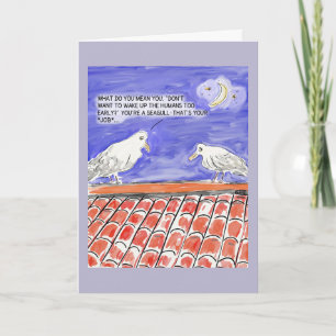 Funny Seagull Cartoon Happy Birthday Greeting Card