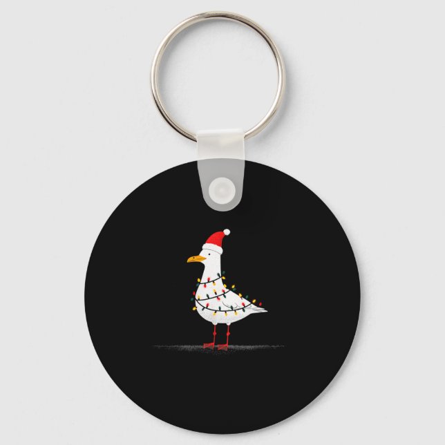 Funny Seagull Christmas Graphics Animal Lights Lov Key Ring (Front)