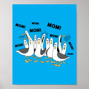 Funny Seagull Mum Mum Ocean Life Mothers Day Bird Poster