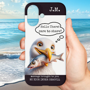 Funny Seagull with Fish iPhone 16 Case