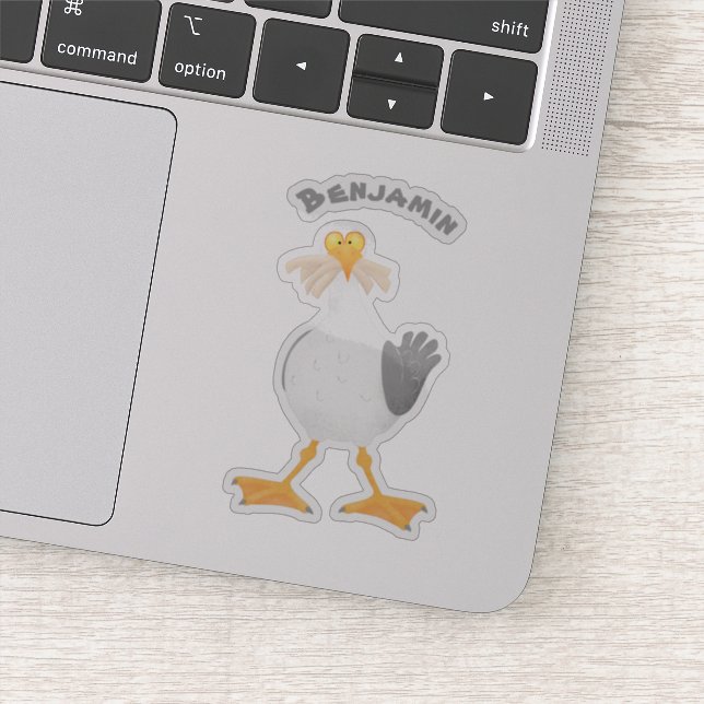 Funny seagull with French fries cartoon (Detail)