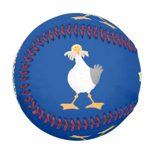 Funny seagull with French fries cartoon Baseball
