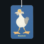 Funny seagull with French fries cartoon Car Air Freshener<br><div class="desc">Seagulls! they love French fries (or chips as we call them in Australia). Chips and seagulls  are a part of the summer seaside landscape and almost part of folklore in some parts of the world. Lots of fun and humour.</div>