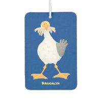Funny seagull with French fries cartoon