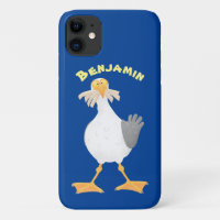 Funny seagull with French fries cartoon