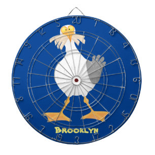 Funny seagull with French fries cartoon Dartboard