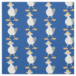 Funny seagull with French fries cartoon Fabric
