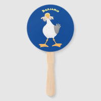 Funny seagull with French fries cartoon