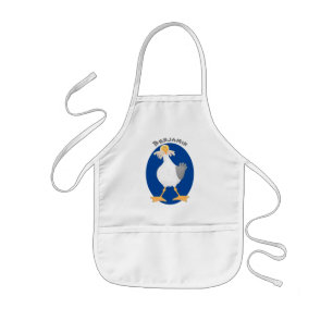 Funny seagull with French fries cartoon Kids Apron