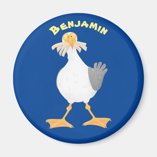 Funny seagull with French fries cartoon Magnet (Front)