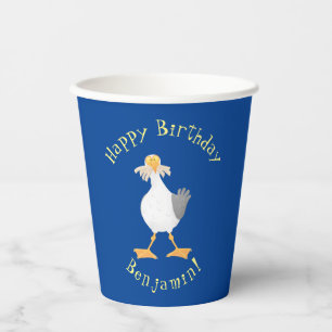 Funny seagull with French fries cartoon Paper Cups