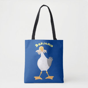 Funny seagull with French fries cartoon Tote Bag