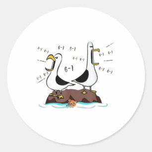 Funny Seagulls Six Seven 67 Mem Teacher Men Women Classic Round Sticker