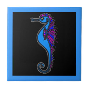 Funny seahorse ceramic tile