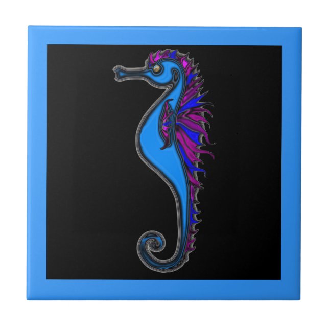 Funny seahorse ceramic tile (Front)